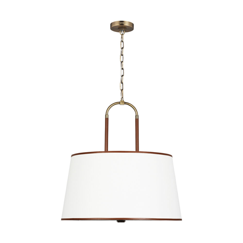 Lauren Ralph Lauren Katie Brass & Saddle Leather Linear Chandelier by  Visual Comfort Studio at Destination Lighting