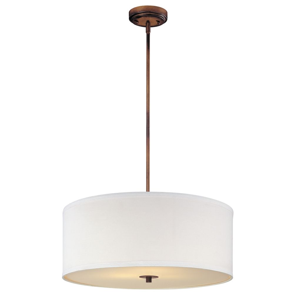 Bronze Drum Pendant Light With White Shade Dcl 6528 604 Sh7566 Kit Bronze Drum Pendant Light With White Shade Alt1