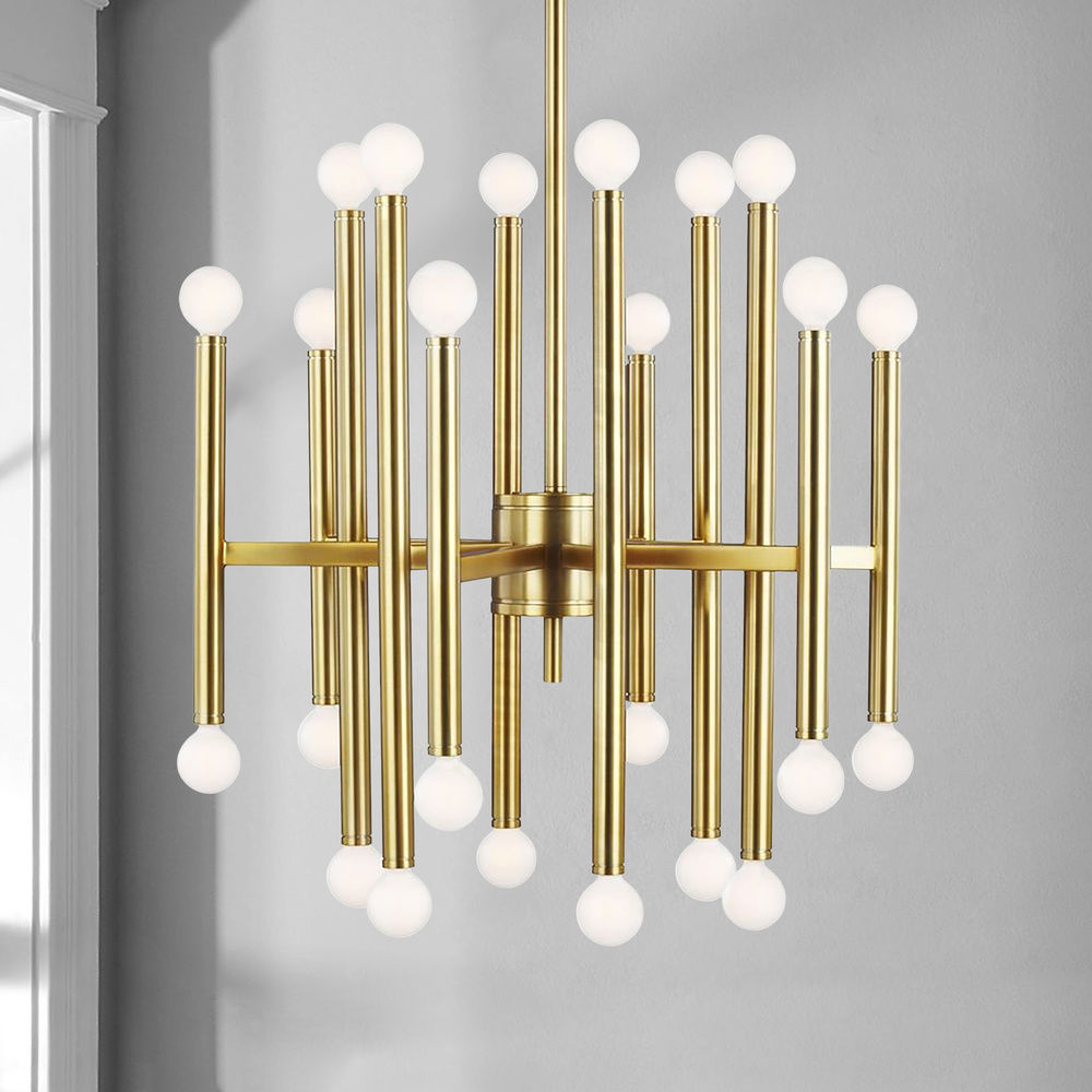 Thomas OBrien 23-Inch Beckham Modern Burnished Brass Chandelier by Visual  Comfort Studio at Destination Lighting