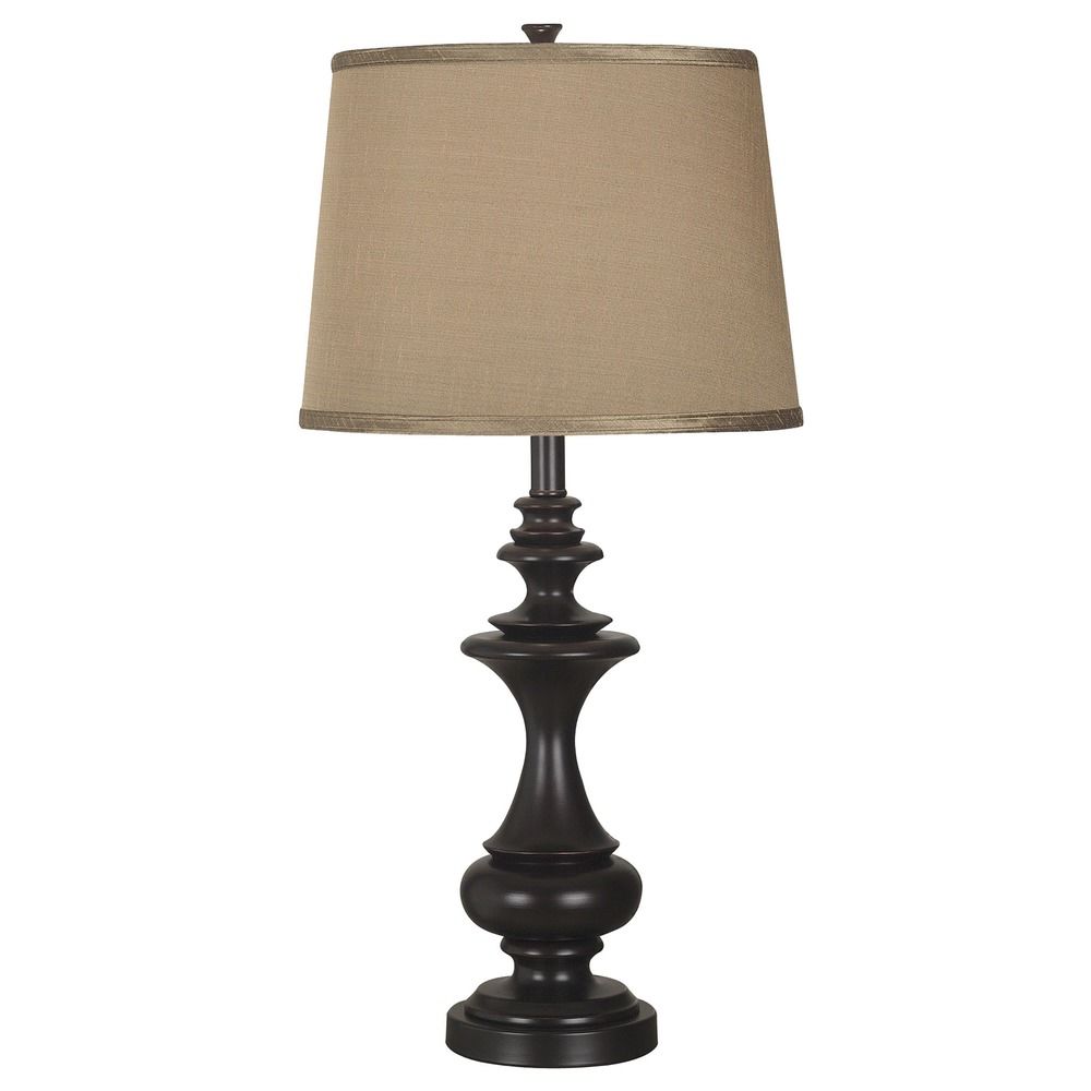 Table Lamp with Taupe Shade in Oil Rubbed Bronze Finish ...