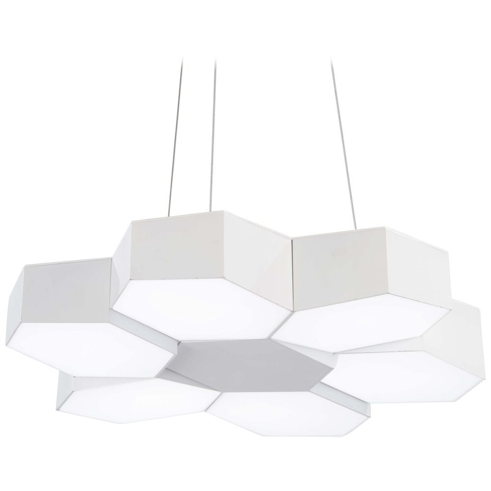 George Kovacs Hexacomb Matte White Led Pendant Light With Hexagon Shade At Destination Lighting