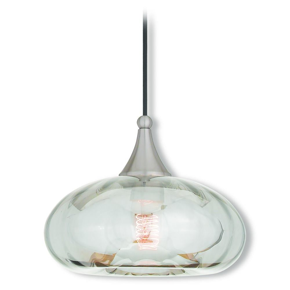 Livex Lighting Art Gl Mini Pendant Brushed Nickel Livex Lighting Art Gl Mini Pendant Brushed Nickel Light With Oblong Shade