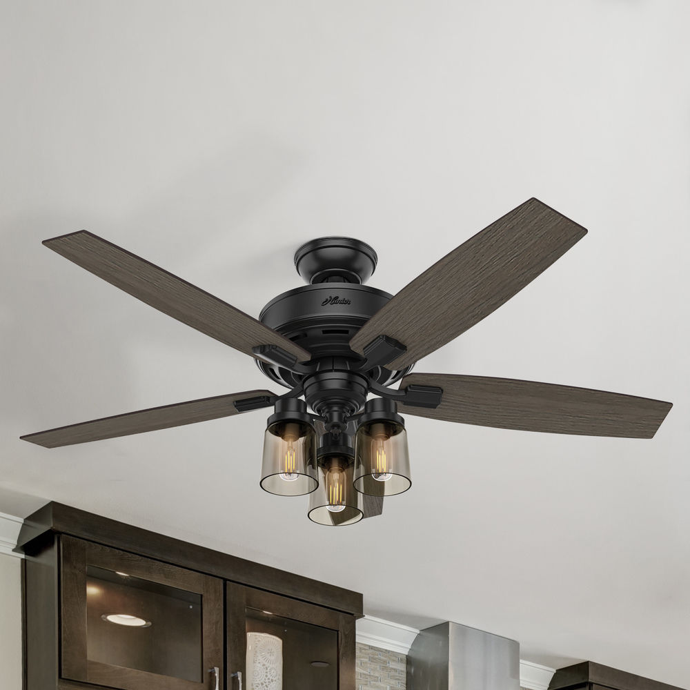 Hunter 52-Inch Matte Black LED Ceiling Fan with Light with ...