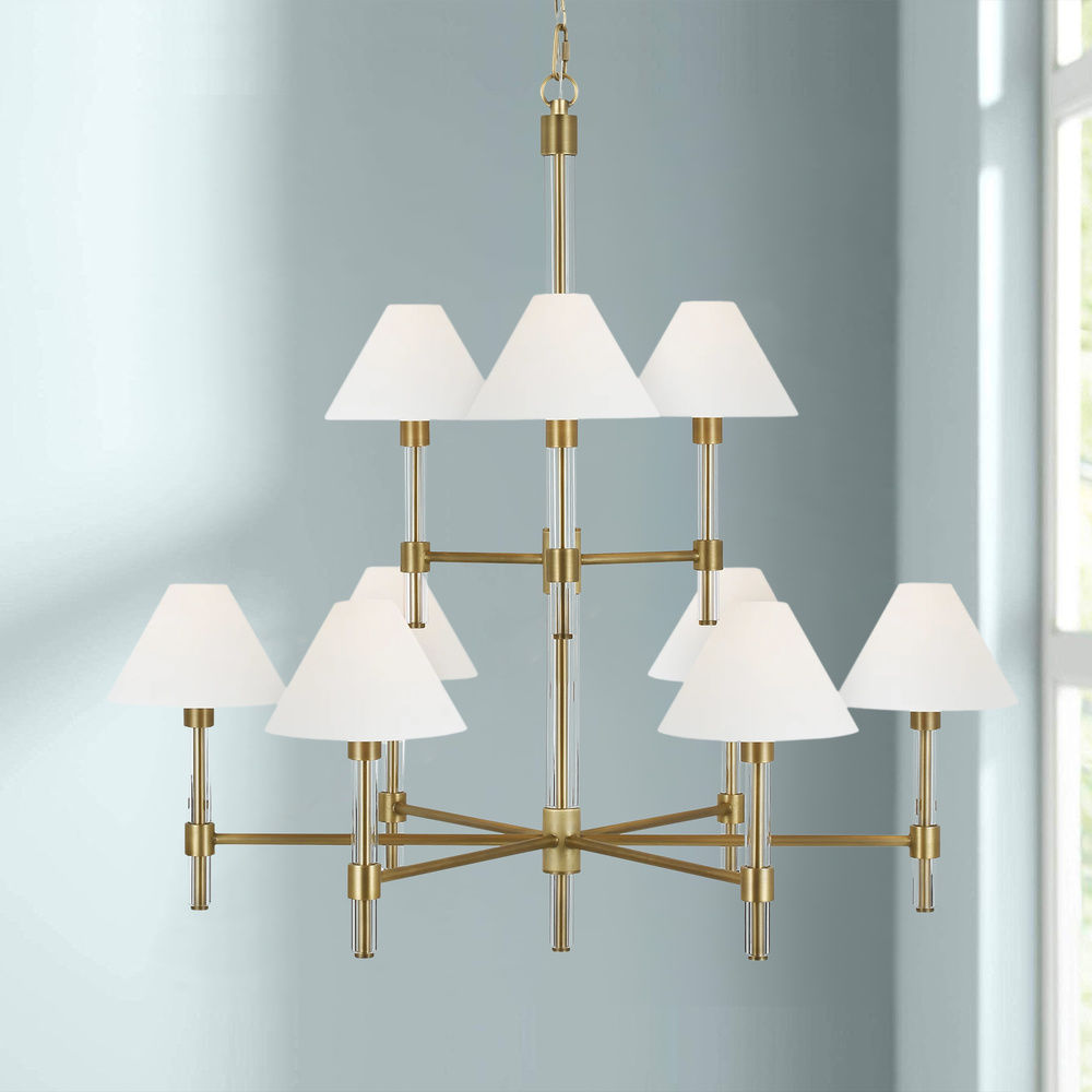 Lauren Ralph Lauren Robert Time Worn Brass & Clear Acrylic Chandelier by  Visual Comfort Studio | LC1069TWB | Destination Lighting