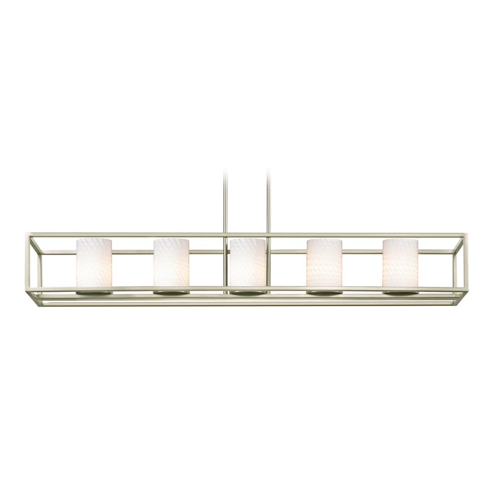 Satin Nickel Linear Chandelier with Cylindrical Shade 169909 GL1020C