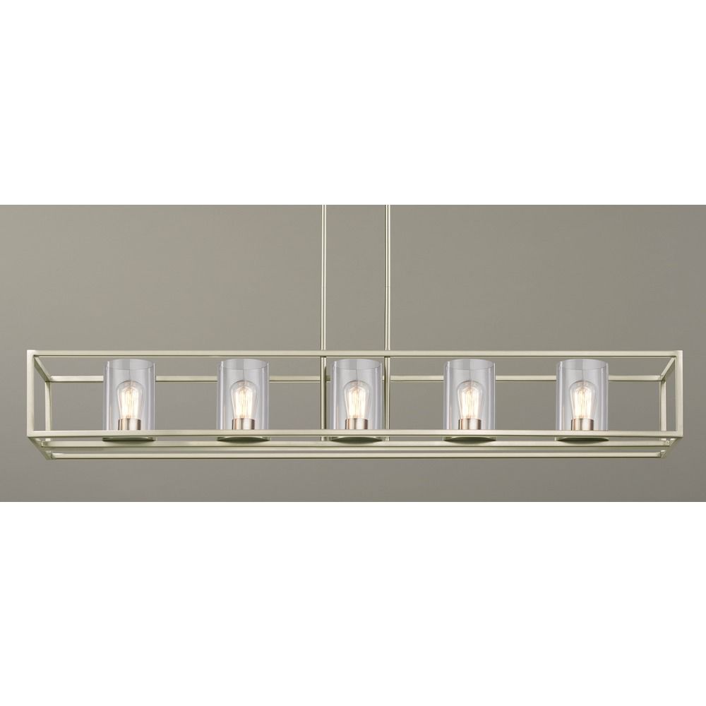 5 Light Linear Chandelier With Clear Glass In Satin Nickel 1699 09 Image