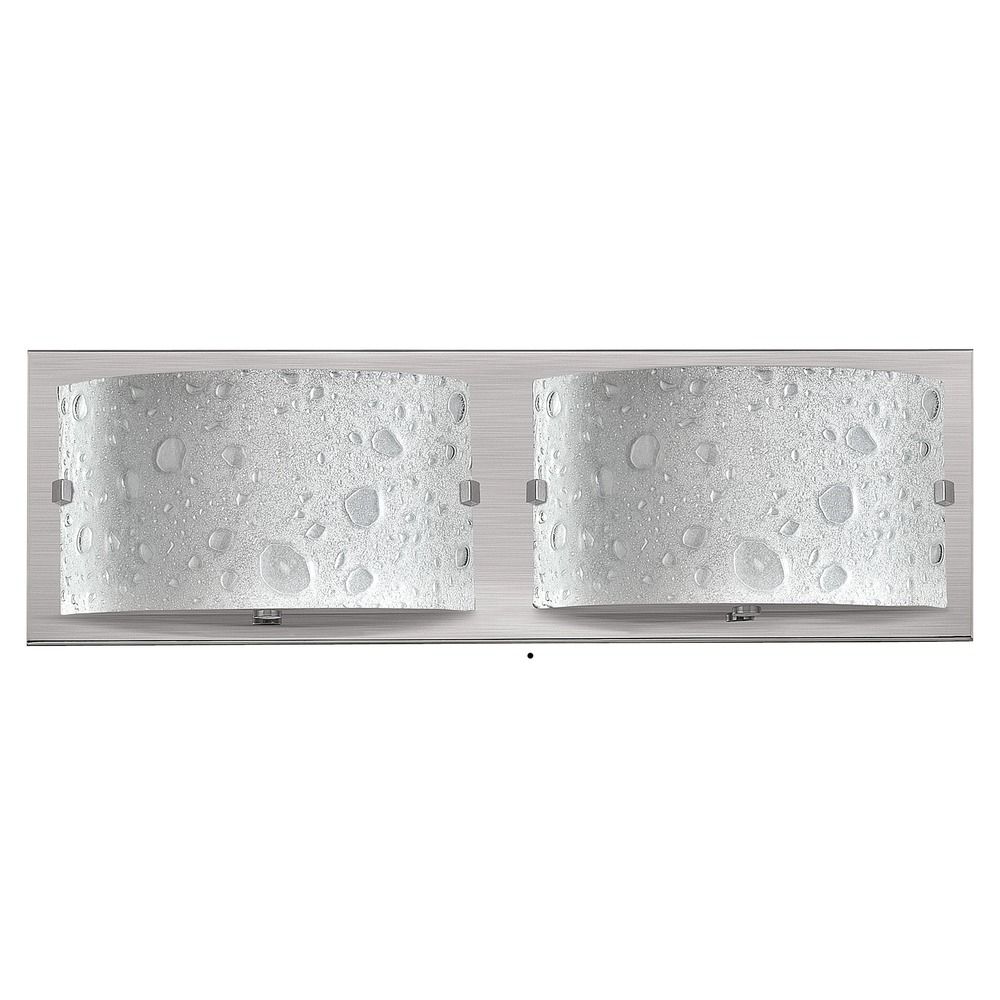 Modern Bathroom Light With Bubble Art Glass In Brushed Nickel