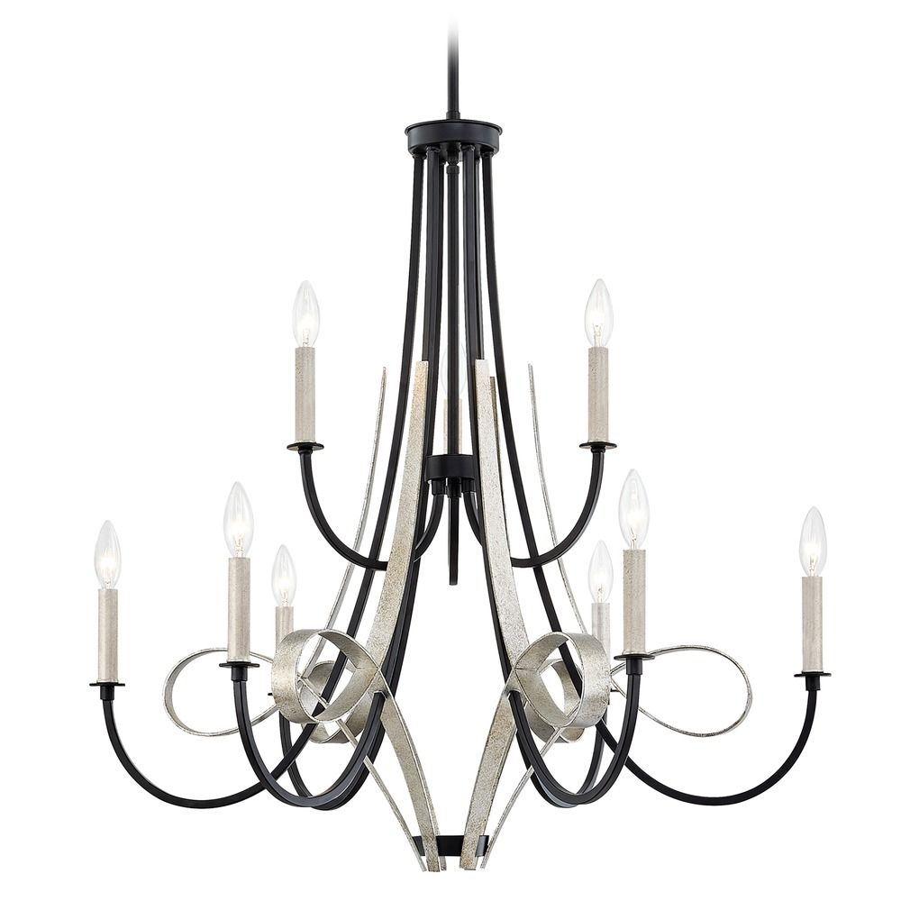 Jada Matte Black & Old Silver Chandelier by Quoizel Lighting