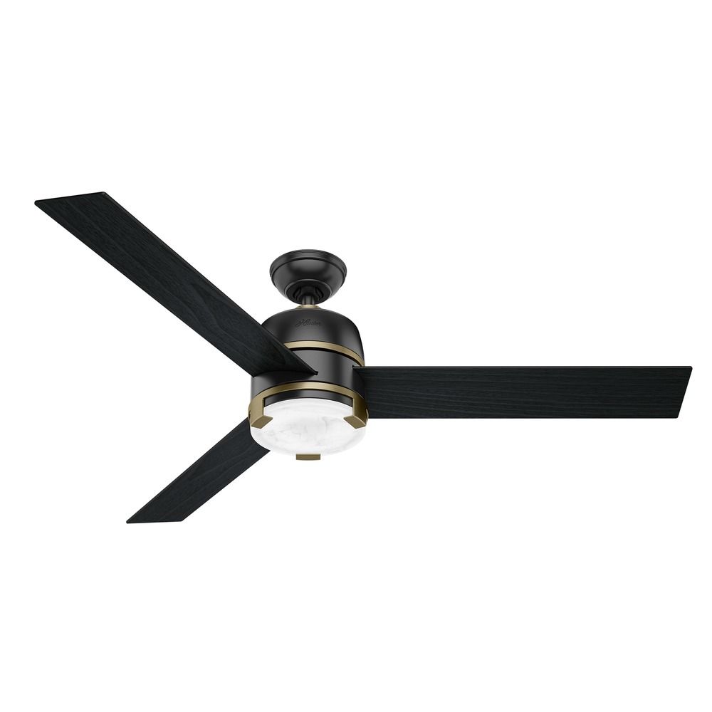 Hunter 60 Inch Matte Black And Modern Brass Led Ceiling Fan With