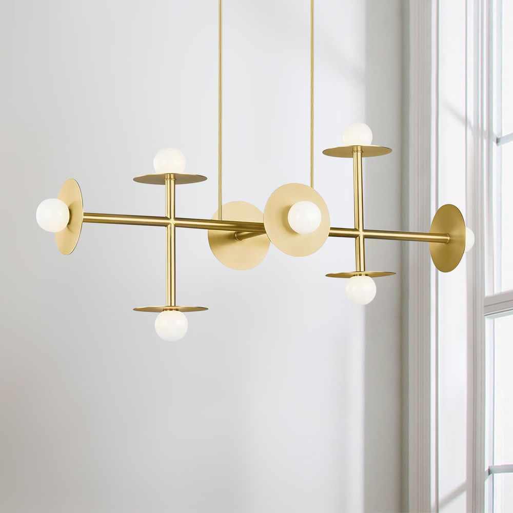 Kelly Wearstler Nodes Burnished Brass Large Linear Chandelier by Visual  Comfort Studio at Destination Lighting