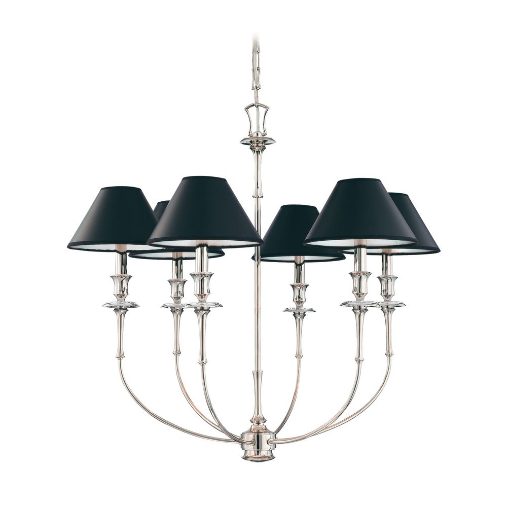 Chandelier With Black Paper Shades In Polished Nickel Finish 1866 Hover Or To Zoom