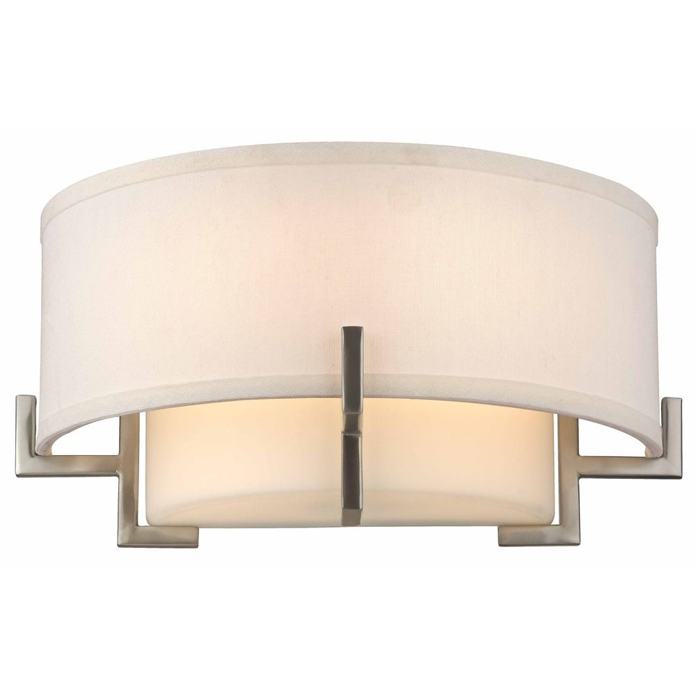Avila Satin Nickel Wall Sconce With White Glass And Linen Design Classics Lighting Avila Satin Nickel Wall Sconce With White Glass And Linen Shade 7016