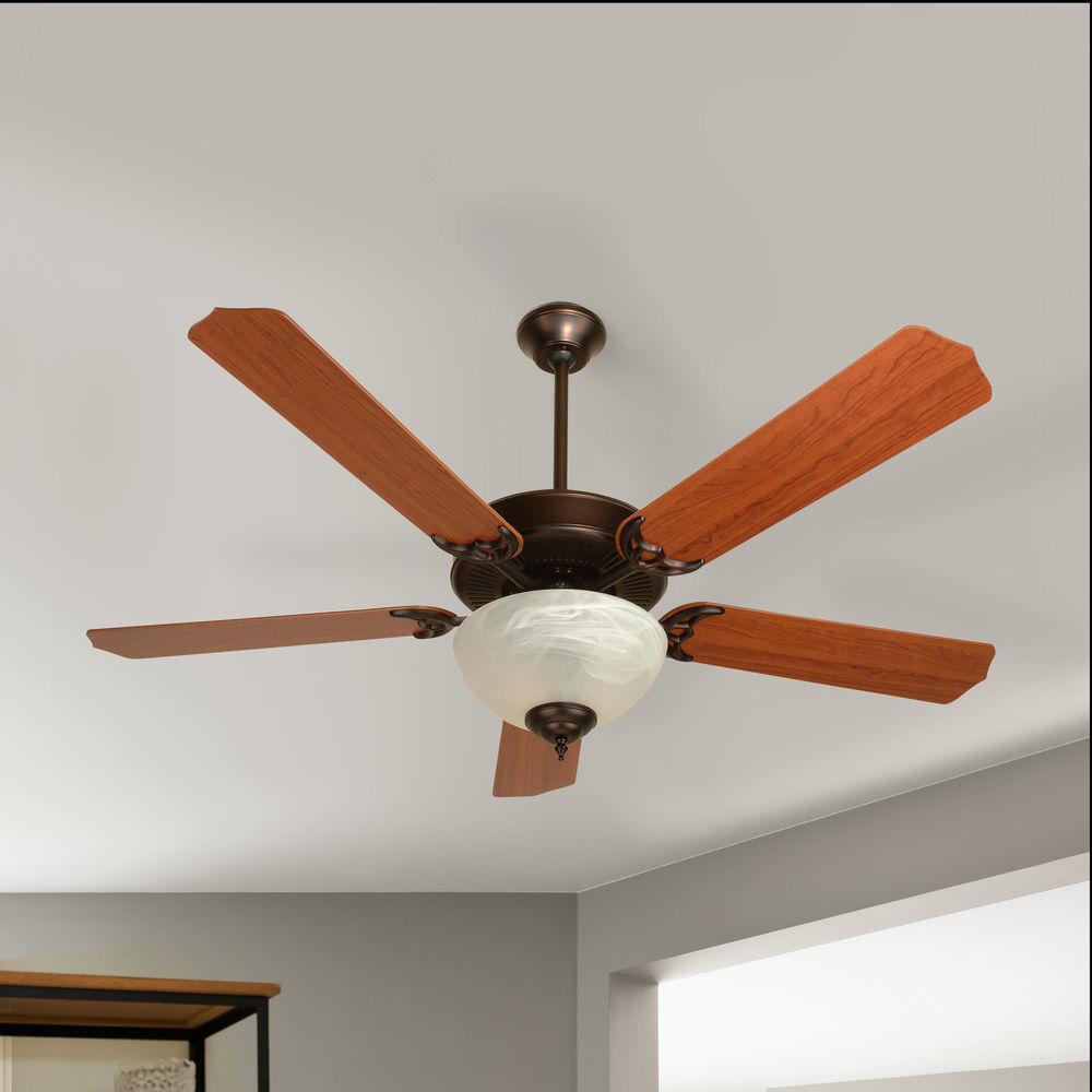 Craftmade 52 Inch Ceiling Fan In Oiled Bronze With Energy Savings Alabaster Light Kit At Destination Lighting