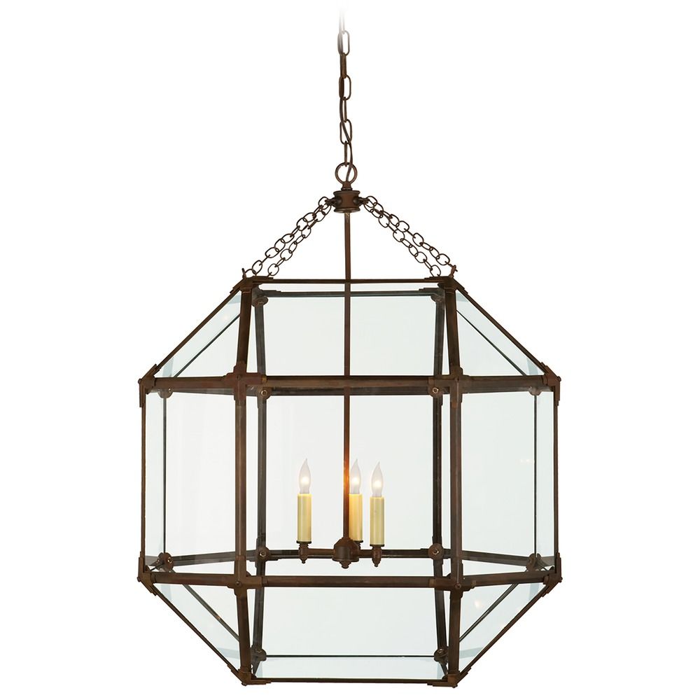 Visual Comfort Morris Small Lantern, Gilded Iron / Clear Glass