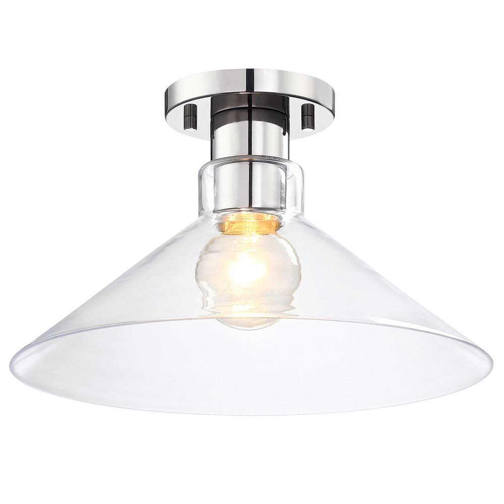 Designers Fountain D307M SF PN One Light Semi Flush Mount Leena Polished Nickle