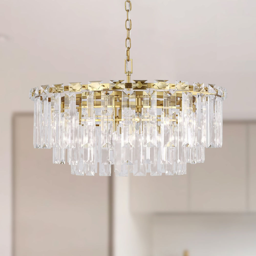 Chapman & Meyers 32.88-Inch Arden Burnished Brass & Crystal Chandelier by  Visual Comfort Studio at Destination Lighting