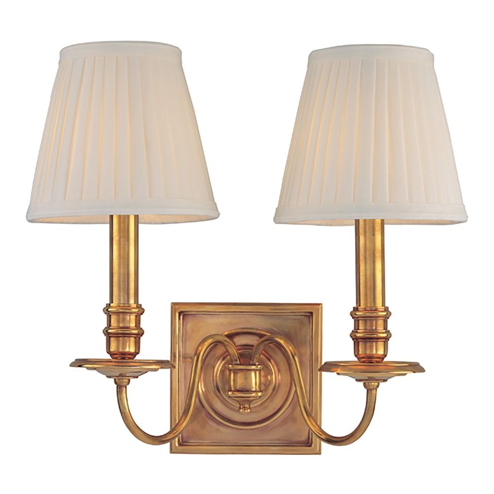 Sconce Wall Light with White Shades in Aged Brass Finish ... Sconce Wall Light with White Shades in Aged Brass Finish ... on Aged Brass Wall Sconce id=23456