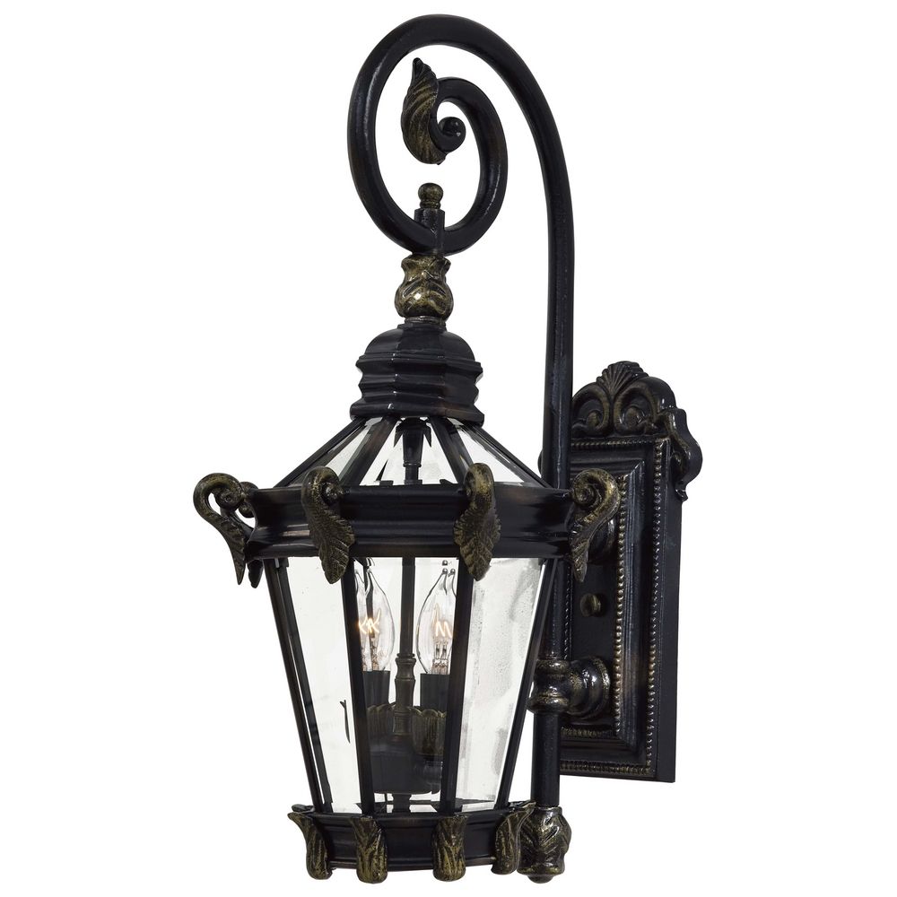 Outdoor Wall Light with Clear Glass in Heritage W/gold Highlights Finish at  Destination Lighting