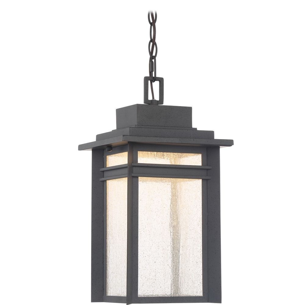 Seeded Glass Led Outdoor Hanging Light Black Quoizel Lighting Quoizel Lighting Seeded Glass Led Outdoor Hanging Light Black Bec1909sbk