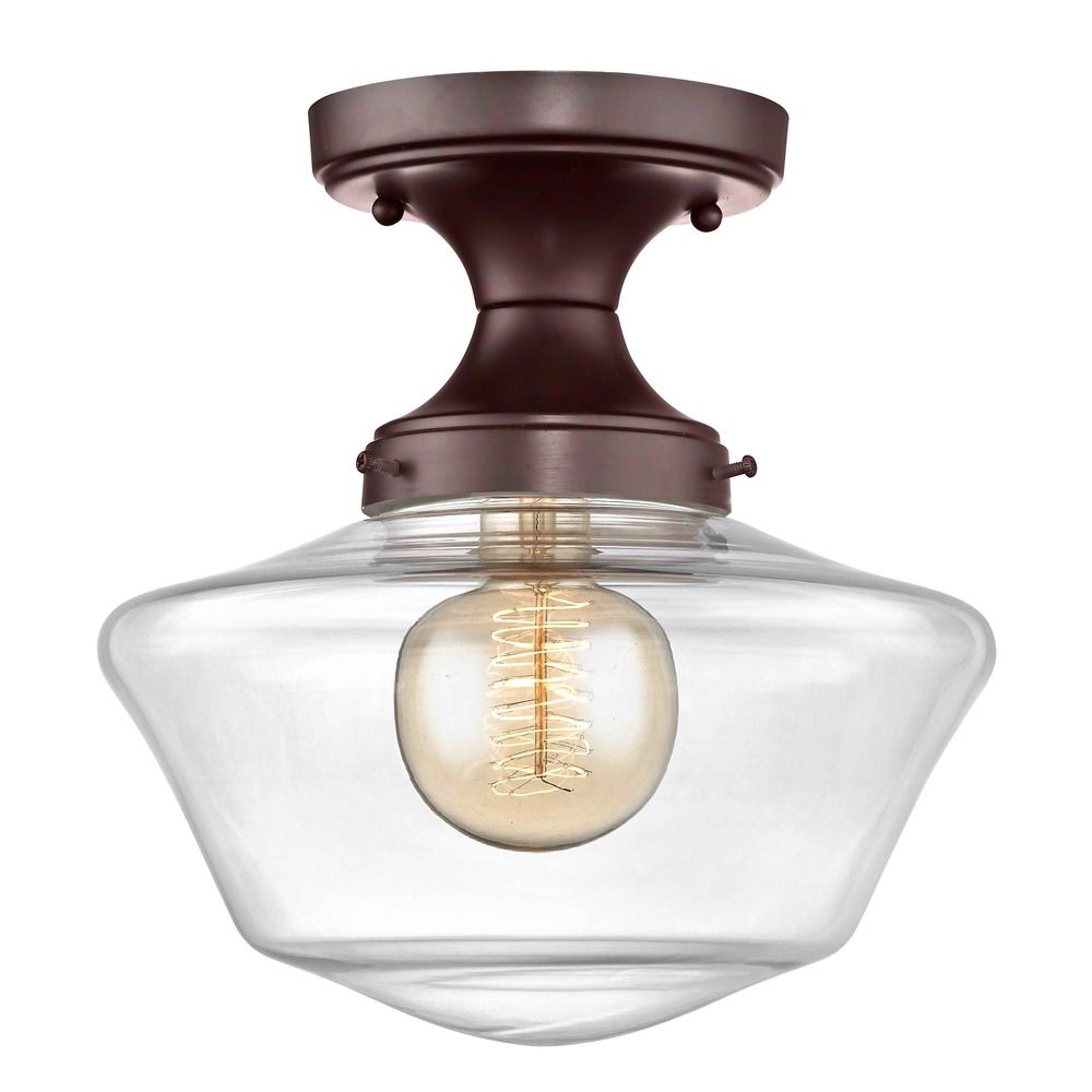 Clear Glass Schoolhouse Ceiling Light Bronze 10 Inch FDS 220