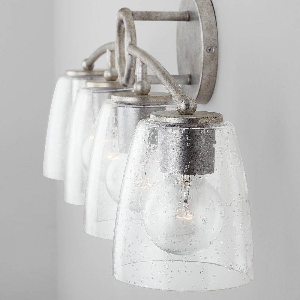 Capital Lighting Oran 4-Light Antique Silver Bathroom Light with Clear ...