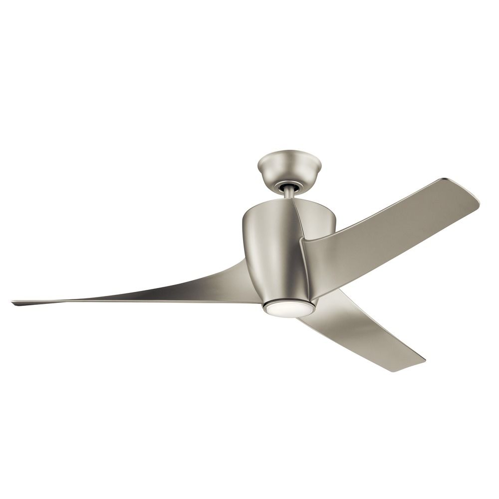 56 Inch 3 Blade Led Ceiling Fan With Light Brushed Nickel By