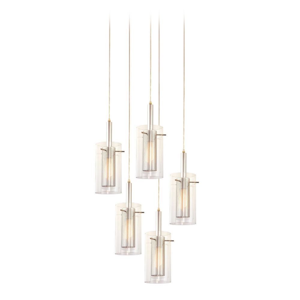 Modern Multi Light Pendant With Clear Glass And 5 Lights Hover Or To Zoom