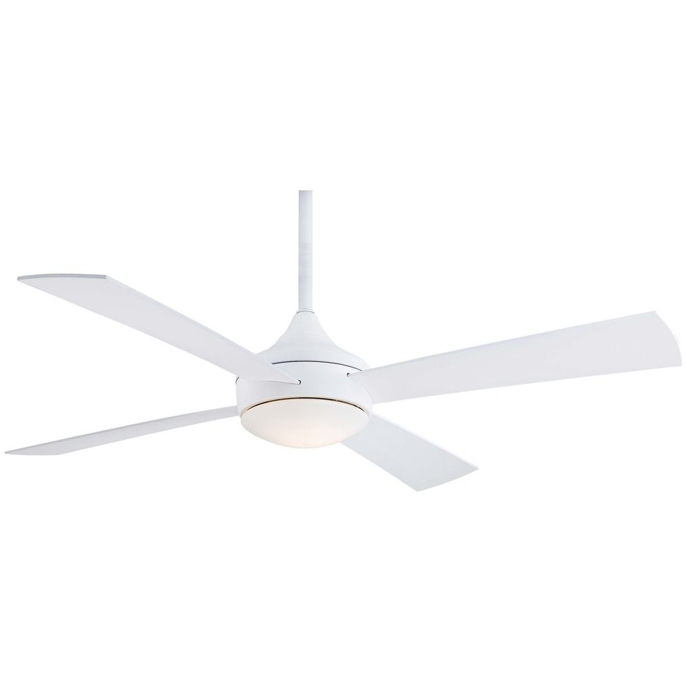 52 Inch Minka Aire Fans Aluma Wet Flat White Ceiling Fan With Light At Destination Lighting