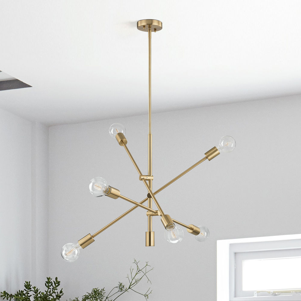 Mid Century Modern Pendant Cluster Light Brass At Destination Lighting