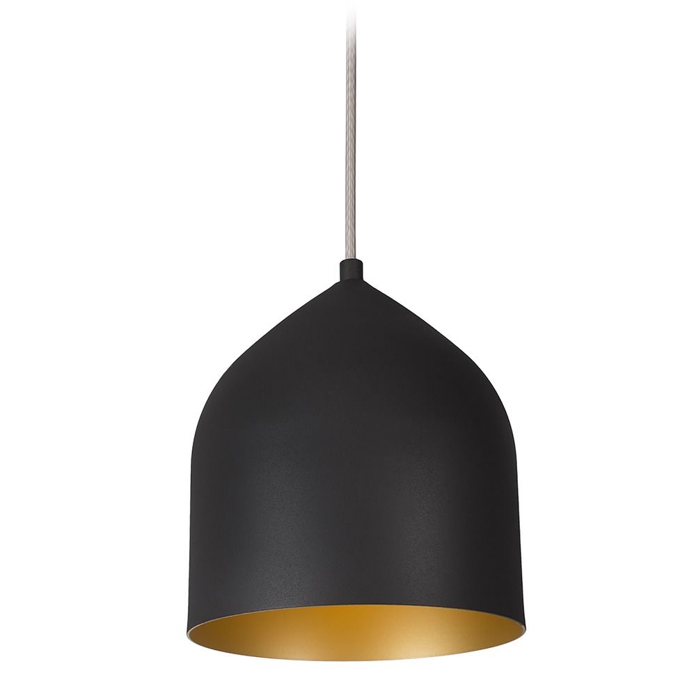 flamme Påstået Desværre Helena 8-Inch LED Mini Pendant in Black with Gold Interior | PD9108-BK/GD |  Destination Lighting