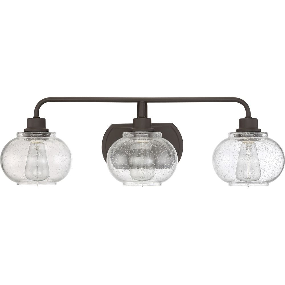 Trilogy 26 5 Inch Vanity Light In Old, Oil Rubbed Bronze Vanity Light Seeded Glass