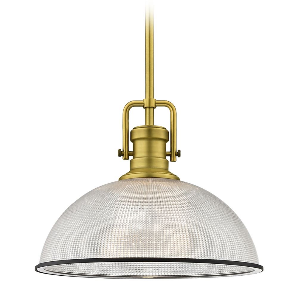 Farmhouse Industrial Prismatic Glass Pendant Light Brass Black Image