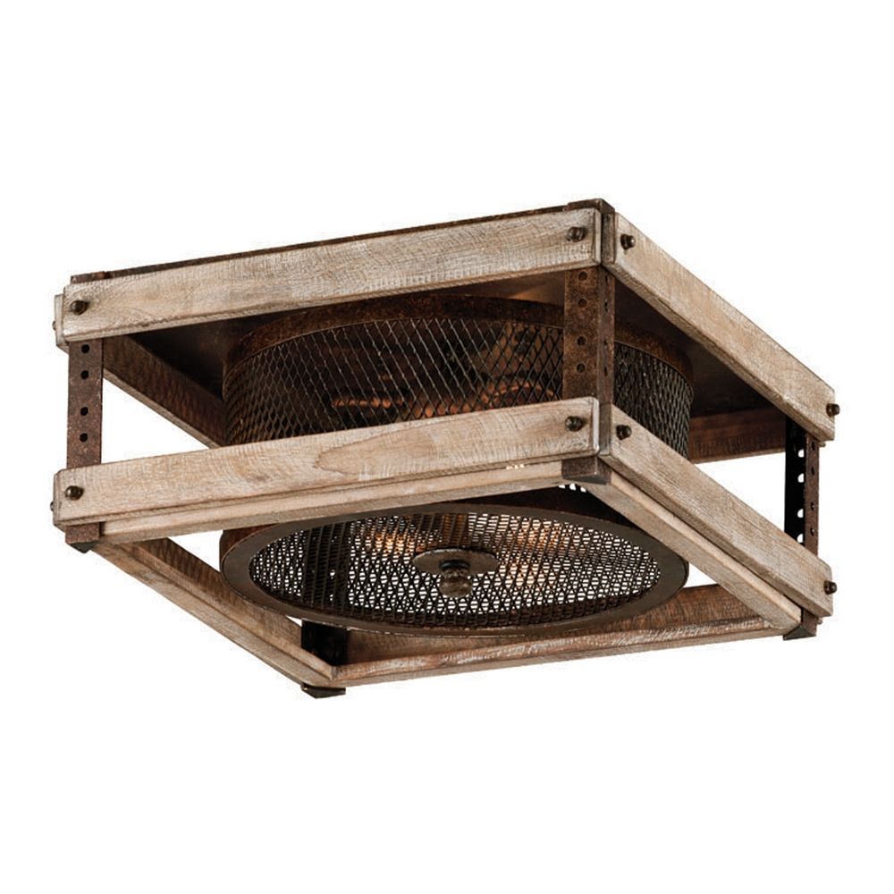 Troy Lighting Merchant Street Rusty Iron With Salvaged Wood Slats Troy Lighting Merchant Street Rusty Iron With Salvaged Wood Slats Flushmount Light C4060